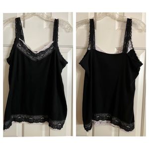High Sierra black cami white lace trim